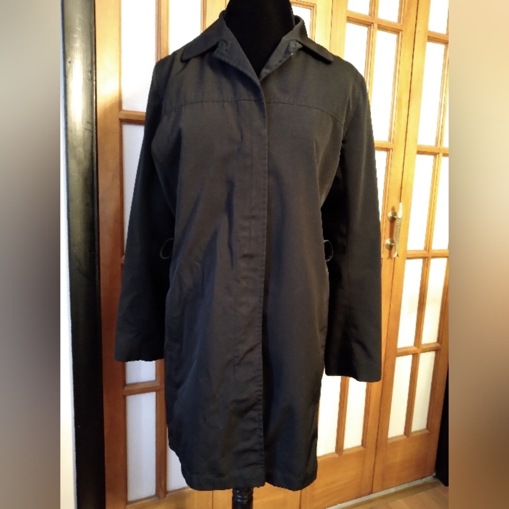 Women's Vintage London Fog, Rain Trench Coat, Black With Lining, Sz M